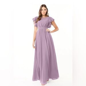 AZAZIE DAPHNE
A-Line Ruffled Chiffon Floor-Length Dress Wisteria